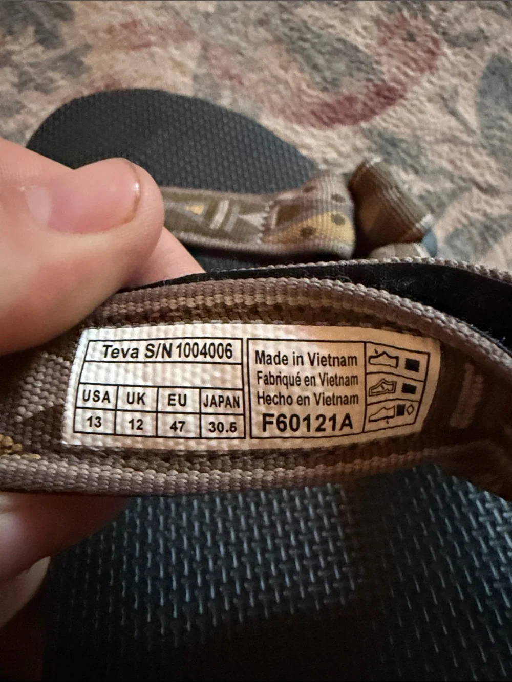 Teva Brown and Black Geometric Strap Men's Sandals